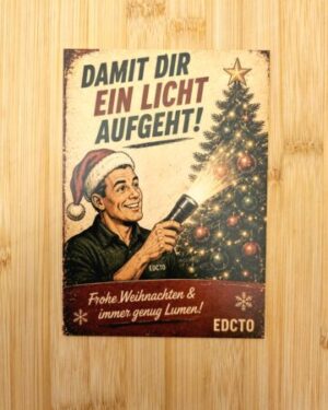 Lustige Weihnachtskarte für Taschenlampen-Fans – Damit dir ein Licht aufgeht! | Retro A6
