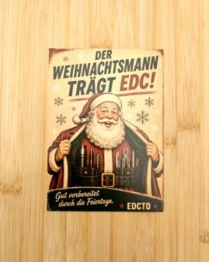 EDC Weihnachtskarte – Der Weihnachtsmann trägt EDC! | Retro Postkarte A6 Kopieren
