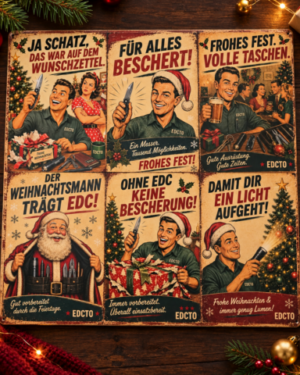 EDC Weihnachtskarten 6er-Set – Lustige Retro Postkarten A6